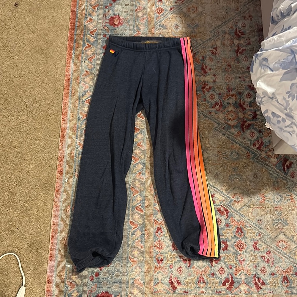 Aviator nation 5 stripe sweatpants - navy neon
